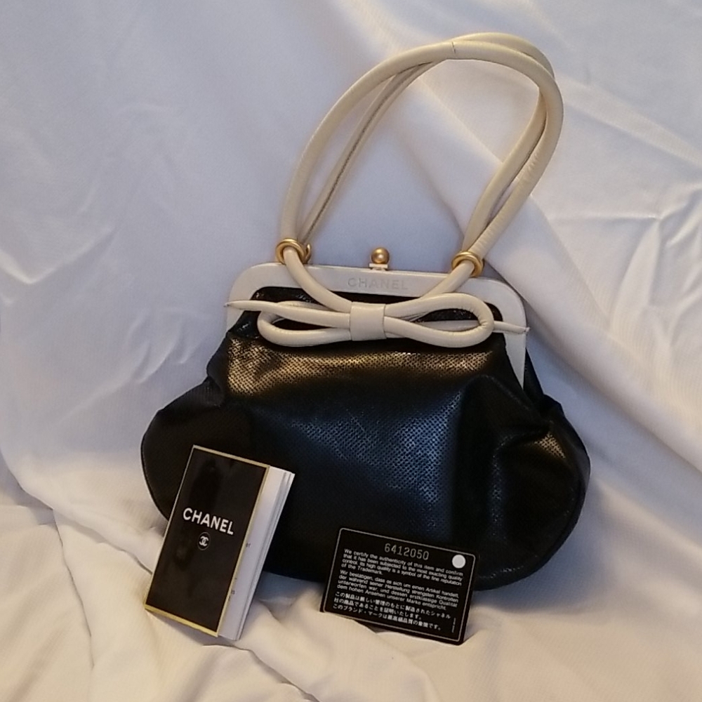 Chanel black and cream evening bag